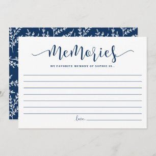 Tarjeta De Consejos Blue Calligraphy Favorito Memory of the Bride Card
