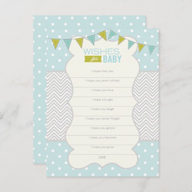 Tarjeta De Consejos Blue Green Polka Dots Wates for Baby Card (Anverso / Reverso)