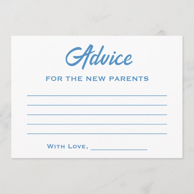 Tarjeta De Consejos Blue White Adventure espera a la divertida Baby Sh (Anverso)