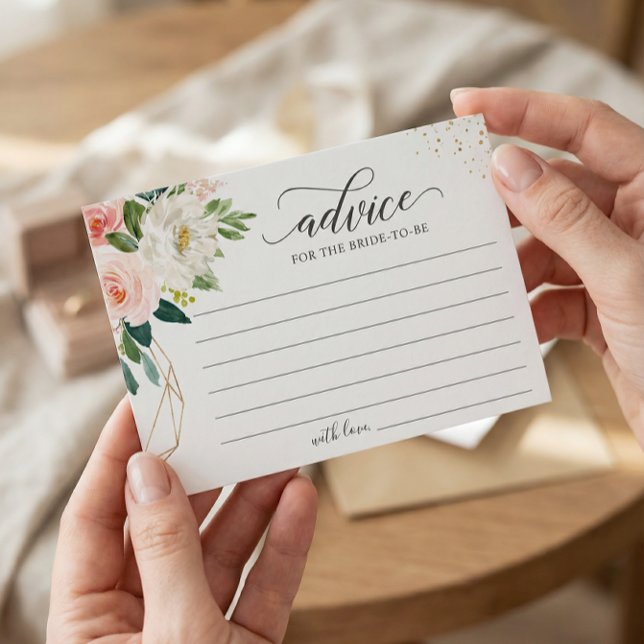Tarjeta De Consejos Blush Rosa Dorado Floral Elegante Palabras de (Subido por el creador)