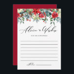 Tarjeta De Consejos Boda acuarela de invierno florece en garland<br><div class="desc">Deje su consejo y buenos deseos para los recién casados con esta tarjeta de consejos y deseos del boda personalizable. Cuenta con una acuarela florida con flores de poinsettia de color rojo, rosas rojos y crema, pinecones, winterberries y vegetación. Personalice agregando sus detalles. Esta tarjeta de boda floral es perfecta...</div>