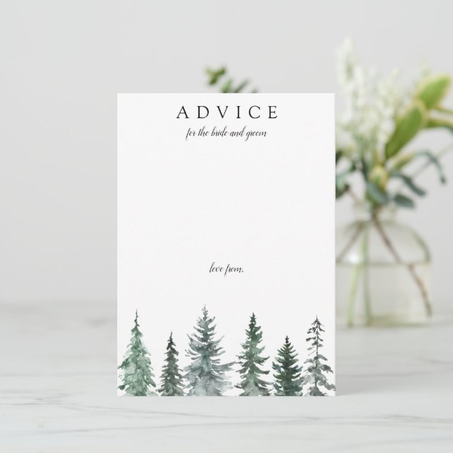 Tarjeta De Consejos Boda acuarela Forest Wintre (Anverso de pie)