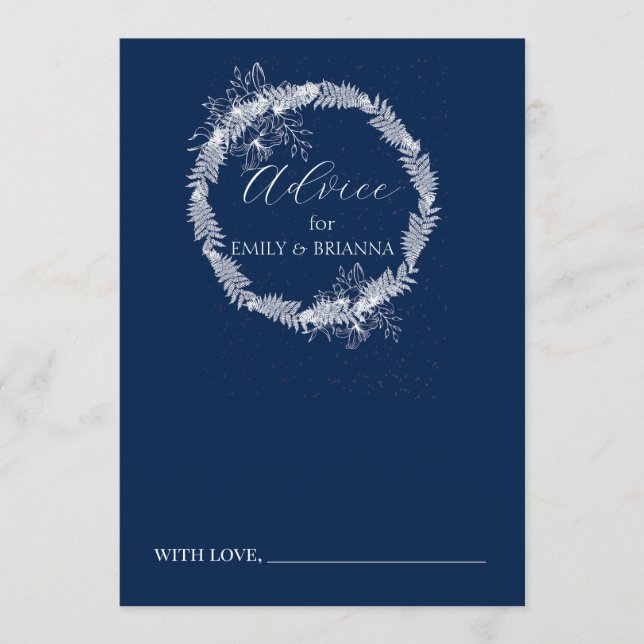 Tarjeta De Consejos Boda Azul de la Marina Clásica Elegante (Anverso)