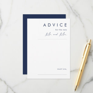 Tarjeta De Consejos Boda azul de la Marina Minimalista moderna