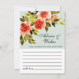 Tarjeta De Consejos Boda botánico de acuarela floral verde de menta