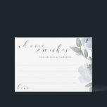 Tarjeta De Consejos Boda Bridal Shower Dusty Blue Gray Watercolor<br><div class="desc">Dusty Blue and Gray Watercolor Bouquet Bridal Shower o Tarjetas de Asesoramiento Boda: Este diseño cuenta con suaves flores azules/azules-grises suaves y letras deslumbrantes. La espalda tiene una corona con las iniciales de la pareja y la fecha del boda. Cuando los clientes escriben sus consejos y deseos para la pareja,...</div>