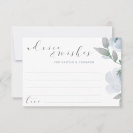 Tarjeta De Consejos Boda Bridal Shower Dusty Blue Gray Watercolor