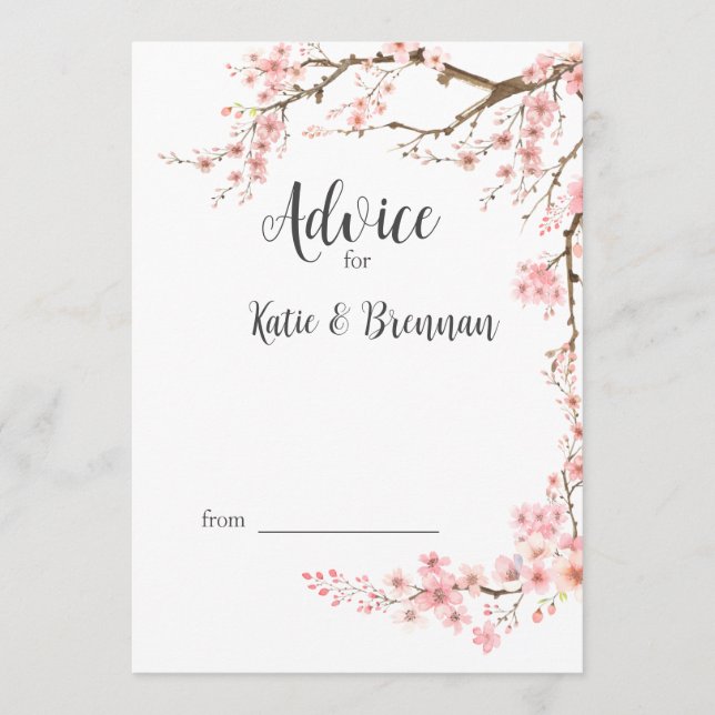 Tarjeta De Consejos Boda Cherry Blossom (Anverso)