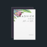 Tarjeta De Consejos Boda colorido tropical floral morado<br><div class="desc">Esta colorida tarjeta de consejo de boda floral floral tropical es perfecta para su moderno destino boho, boda verde, violeta y melocotón. El diseño cuenta con un elegante ramo de flores y vegetación clásica de color agua de la playa, que incluye eucalipto verde salado, protea roja y malva, hibiscos rosas...</div>