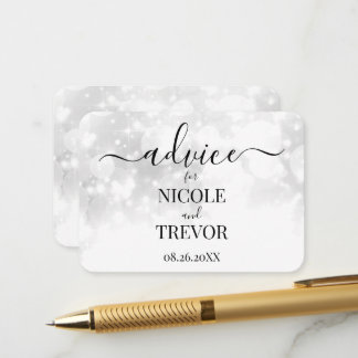 Tarjeta De Consejos Boda con Bokeh Blanco Brillante Personalizado
