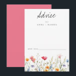Tarjeta De Consejos Boda de acuarela con flores silvestres<br><div class="desc">Este diseño presenta una hilera de flores silvestres primaverales de colores brillantes. Perfecto para bodas caprichosas de primavera.</div>