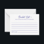 Tarjeta De Consejos Boda de Aventuras de por vida de la lista de balde<br><div class="desc">Estas encantadoras tarjetas de la lista de baldes azul marino serán la alternativa perfecta a un libro de bodas tradicional. ¡Tendrás a todos tus invitados hablando de las mejores ideas para que visites o hagas en tu vida juntos como pareja casada!</div>