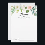 Tarjeta De Consejos Boda de caligrafía de follaje verde floral simple<br><div class="desc">Esta sencilla tarjeta de boda de caligrafía folicular verde floral es perfecta para un boda tropical. El diseño presenta rosas pintados a mano, blancos, rosados y ondulados, incrustados en un follaje verde, que inspiran la belleza artística. Estas tarjetas son perfectas para un boda, una ducha de novia, una ducha de...</div>