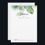 Tarjeta De Consejos Boda de caligrafía de vegetación tropical de desti<br><div class="desc">Esta tarjeta de boda de caligrafía de vegetación tropical de destino es perfecta para un boda sencillo. El diseño se compone de palmeras verdes de color agua pintadas a mano y hojas de plátano cuidadosamente dispuestas en bonitos ramos. Estas tarjetas son perfectas para un boda, una ducha de novia, una...</div>