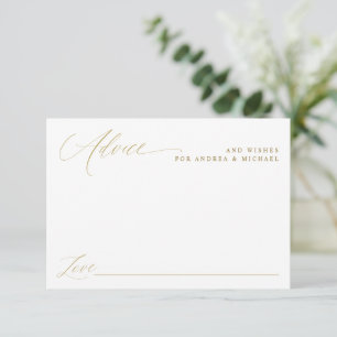 Tarjeta De Consejos Boda de Caligrafía en Oro Moderno y Elegante