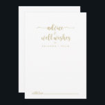 Tarjeta De Consejos Boda de caligrafía Minimalista de oro<br><div class="desc">Este boda dorado de caligrafía minimalista es perfecto para un boda rústico. El diseño, sencillo y elegante, presenta una tipografía de escritura clásica y elegante en oro. Estas tarjetas son perfectas para un boda, una ducha de novia, una ducha de bebé, una fiesta de graduación y más. Personalice las tarjetas...</div>