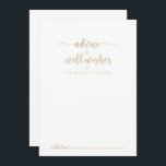 Tarjeta De Consejos Boda de caligrafía Minimalista de oro<br><div class="desc">Este boda dorado de caligrafía minimalista es perfecto para un boda rústico. El diseño, sencillo y elegante, presenta una tipografía de escritura clásica y elegante en oro. Estas tarjetas son perfectas para un boda, una ducha de novia, una ducha de bebé, una fiesta de graduación y más. Personalice las tarjetas...</div>