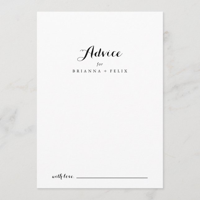 Tarjeta De Consejos Boda de caligrafía moderna (Anverso)