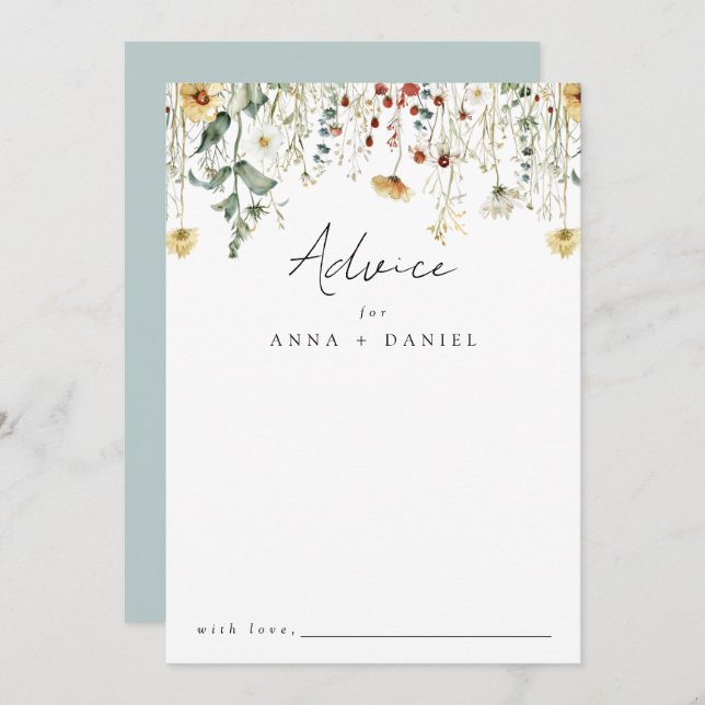Tarjeta De Consejos Boda de campo de flores silvestres de verano (Anverso / Reverso)