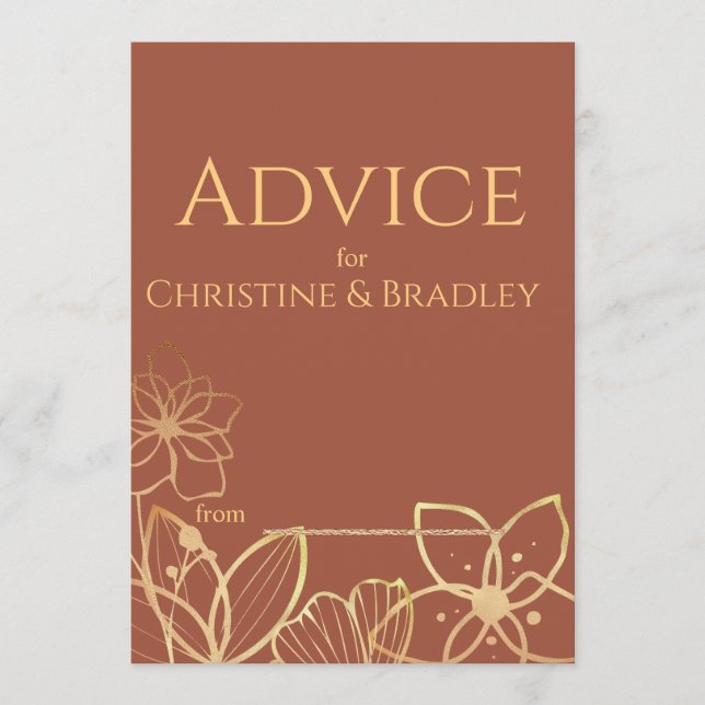 Tarjeta De Consejos Boda de cobre y oro (Anverso)