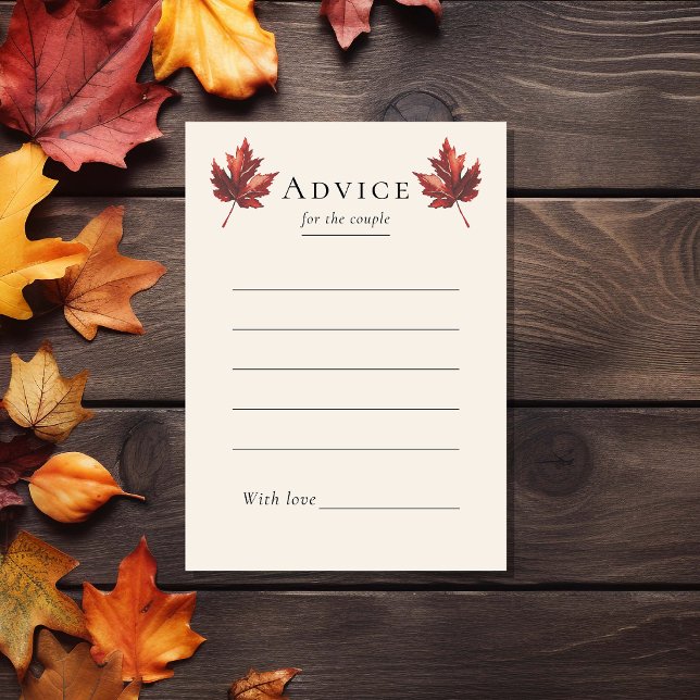 Tarjeta De Consejos Boda de crema de hojas de otoño simple mínimo (Subido por el creador)