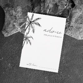 Tarjeta De Consejos Boda de Destino con Palma Dibujada a Mano