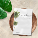 Tarjeta De Consejos Boda de destino de playa tropical de palmeras<br><div class="desc">¡Estas elegantes tarjetas de consejo acuáticas harían que tu ducha de novia se añadiera de forma maravillosa! Personalizar fácilmente el texto haciendo clic en la opción "personalizar".</div>
