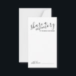 Tarjeta De Consejos boda de escritura moderna 'Share a Memory'<br><div class="desc">Añada un toque personal a su boda con un consejo moderno de boda de guiones y una tarjeta de deseos. Esta tarjeta presenta el título 'compartir una memoria' en el estilo de fuente de caligrafía moderna en negro y detalles en el estilo de fuente sans serif moderno negro sobre fondo...</div>
