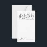 Tarjeta De Consejos boda de escritura moderna 'Share a Memory'<br><div class="desc">Añada un toque personal a su boda con un consejo moderno de boda de guiones y una tarjeta de deseos. Esta tarjeta presenta el título 'compartir una memoria' en el estilo de fuente de caligrafía moderna en negro y detalles en el estilo de fuente sans serif moderno negro sobre fondo...</div>