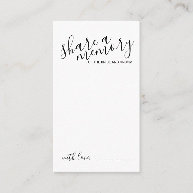 Tarjeta De Consejos boda de escritura moderna 'Share a Memory' (Anverso)