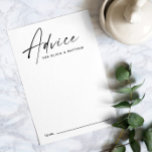 Tarjeta De Consejos boda de escritura simple y minimalista moderno<br><div class="desc">Tarjeta de asesoramiento minimalista limpia y simple de boda de guiones en blanco y negro.</div>