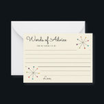 Tarjeta De Consejos Boda de estilo retro retro moderno de medio siglo<br><div class="desc">Además, ofrecen un toque especial a los bodas y a las duchas de novias con estas tarjetas de consejo alineadas y presentan un divertido ambiente retro con un diseño de estilo moderno de mediados del siglo XX. Aasteriscos atómicos coloridos o formas de copos de nieve decoran estas tarjetas indicadoras de...</div>