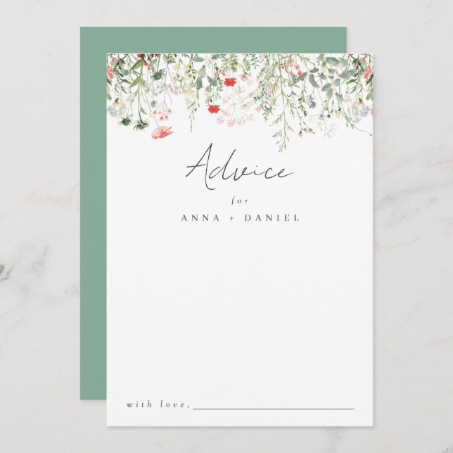 Tarjeta De Consejos Boda de flores silvestres (Anverso / Reverso)
