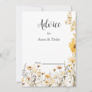 Tarjeta De Consejos Boda de flores silvestres amarillas