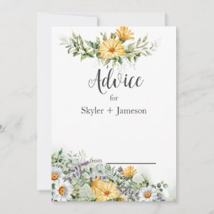 Tarjeta De Consejos Boda de flores silvestres coloridas
