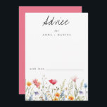 Tarjeta De Consejos Boda de flores silvestres de color agua<br><div class="desc">Este diseño cuenta con una hilera de flores naturales de primavera de colores vivos. Perfecto para las extravagantes bodas de primavera.</div>