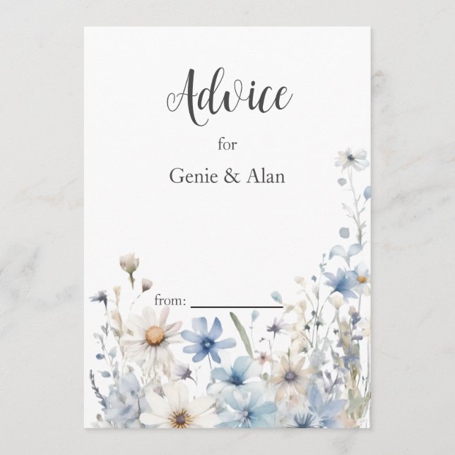 Tarjeta De Consejos Boda de flores silvestres modernas (Anverso)