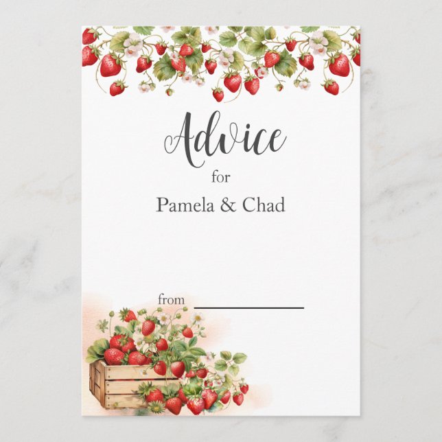 Tarjeta De Consejos Boda de fresas acuáticas (Anverso)