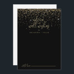 Tarjeta De Consejos Boda de guión de confetti dorado y buenos deseos<br><div class="desc">Este boda de escritura de confeti dorado es perfecto para un boda rústico. El diseño es sencillo y elegante, con un brillante confeti dorado y una tipografía de escritura elegante. Estas tarjetas son perfectas para un boda, una ducha de novia, una ducha de bebé, una fiesta de graduación y más....</div>