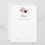 Tarjeta De Consejos Boda de romance floral<br><div class="desc">Esta floral tarjeta de consejo boda romántico es perfecta para una boda elegante y se puede usar para cualquier evento. El moderno diseño rústico de boho cuenta con románticas flores acuáticas en tonos suaves de burdeos, malva, rosa y crema blanca con hojas verdes. Estas tarjetas de consejo pueden utilizarse como...</div>