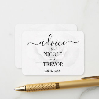 Tarjeta De Consejos Boda de Rosa Blanca Personalizada