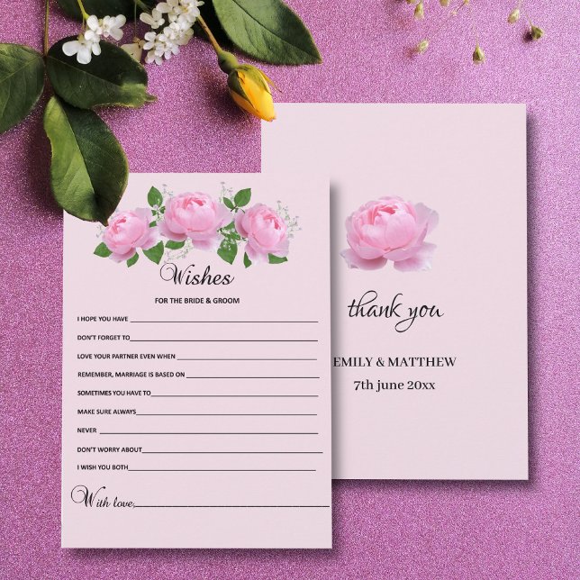 Tarjeta De Consejos Boda De Rosas Rosadas Fragrantes Bien Deseados (Subido por el creador)