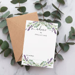 Tarjeta De Consejos Boda de vegetación de Lavender eucalipto<br><div class="desc">Fondo blanco,  decorado con flores de lavanda y vegetación eucaliptica. Personalice y agregue sus nombres.</div>