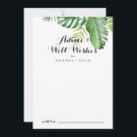 Tarjeta De Consejos Boda de Verdor Tropical Destino Bien Deseado<br><div class="desc">Este boda de verdor tropical de destino es ideal para un boda sencillo. El diseño se compone de palmeras verdes de color agua pintadas a mano y hojas de plátano cuidadosamente dispuestas en bonitos ramos. Estas tarjetas son perfectas para un boda, una ducha de novia, una ducha de bebé, una...</div>