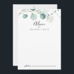 Tarjeta De Consejos Boda del follaje verde del eucalipto del verano<br><div class="desc">Esta tarjeta de consejo para bodas de eucalipto verde es perfecta para un boda sencillo. El diseño presenta hermosas hojas de eucaliptos verdes de color acuático pintadas a mano que inspiran el encanto natural. Estas tarjetas son perfectas para un boda, una ducha de novia, una ducha de bebé, una fiesta...</div>