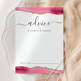 Tarjeta De Consejos Boda elegante de ágata rosa y oro