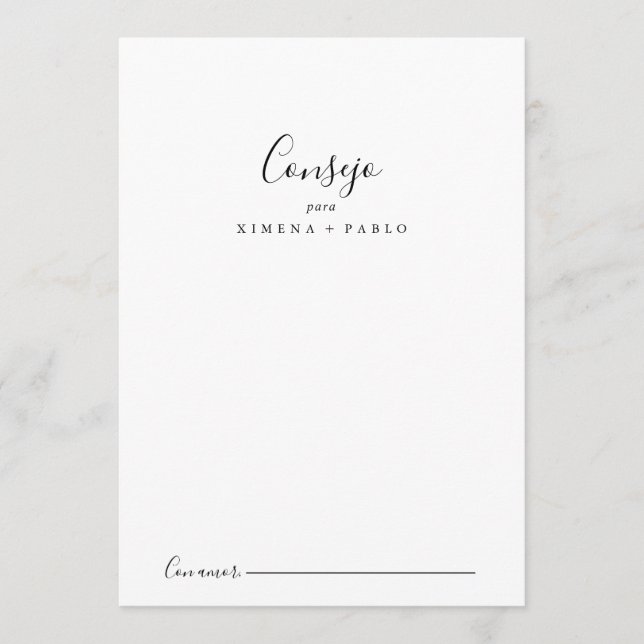 Tarjeta de Consejos Boda Española (Anverso)