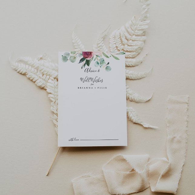 Tarjeta De Consejos Boda floral contemporáneo Eucalyptus (Subido por el creador)