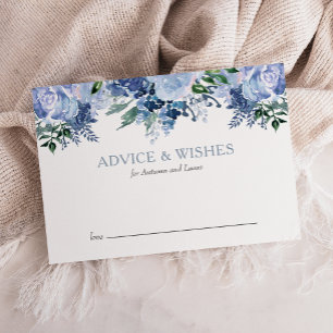 Tarjeta De Consejos Boda floral de acuarela azul polvoriento