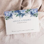 Tarjeta De Consejos Boda floral de color azul turbio<br><div class="desc">Animar a los invitados bodas a dejar palabras de sabiduría y mejores deseos para la novia y el novio con estas tarjetas de consejo florales. Cuentan con un frondoso borde superior de flores de color azul acuático. El texto se puede personalizar con el encabezado que prefiera y los nombres de...</div>